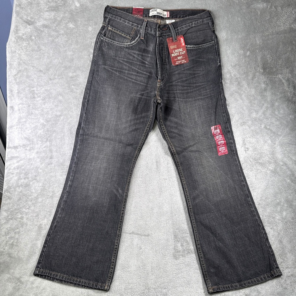 Levi's 567 Loose Bootcut Jeans Mens 32x30 Black Wash Baggy Vintage Y2K Deadstock